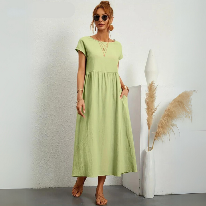 Isla - Robe Midi Décontractée en Coton