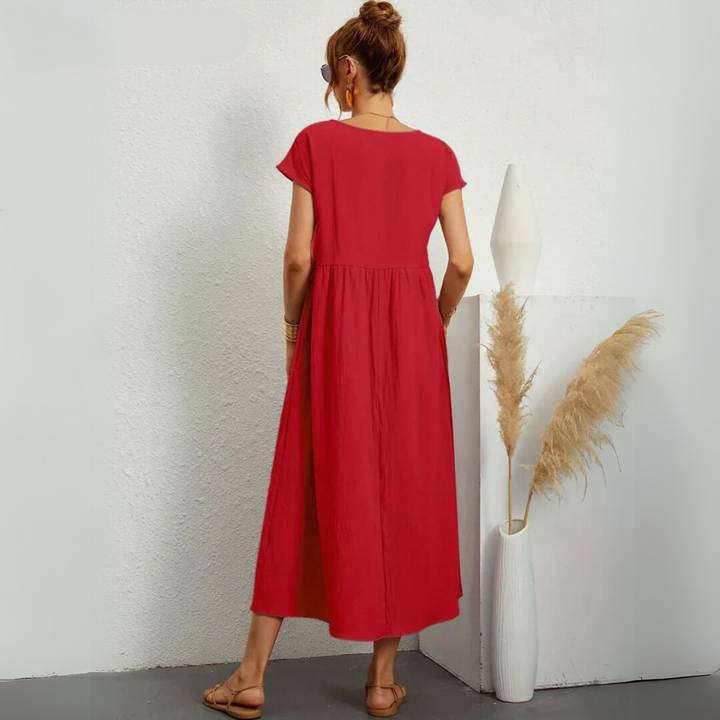 Isla - Robe Midi Décontractée en Coton